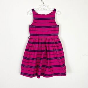 Girl’s Size 5 Polo Ralph Lauren Hot Pink & Navy Striped Button Back A Line Dress